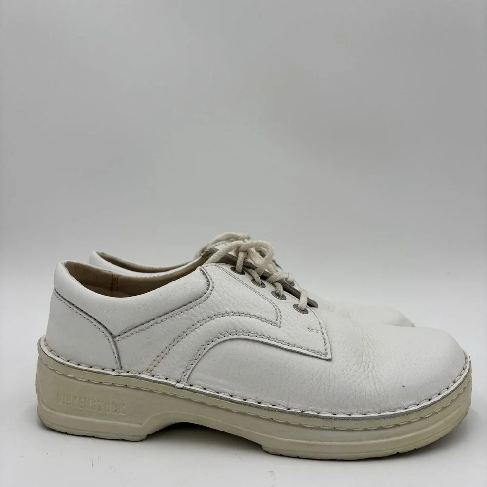 BIRKENSTOCK White Leather Lace-up Shoes Oxfords Germany Womens Size 10 Mens 8